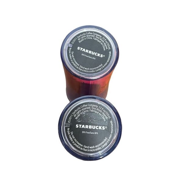 Starbucks Set of 2 Snowflake 2011 Holiday Travel Mugs Red Blue Tumblers - Picture 4 of 4